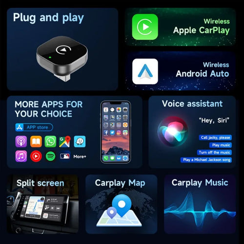New 2026 Wireless CarPlay Adapter Plug & Plug Auto Connect - Compatible for IPhone & Android